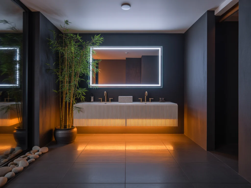  LED Strip Lighting Under the Floating Vanity