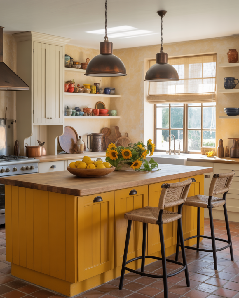 Ochre + Warm White kitchen color palette ideas