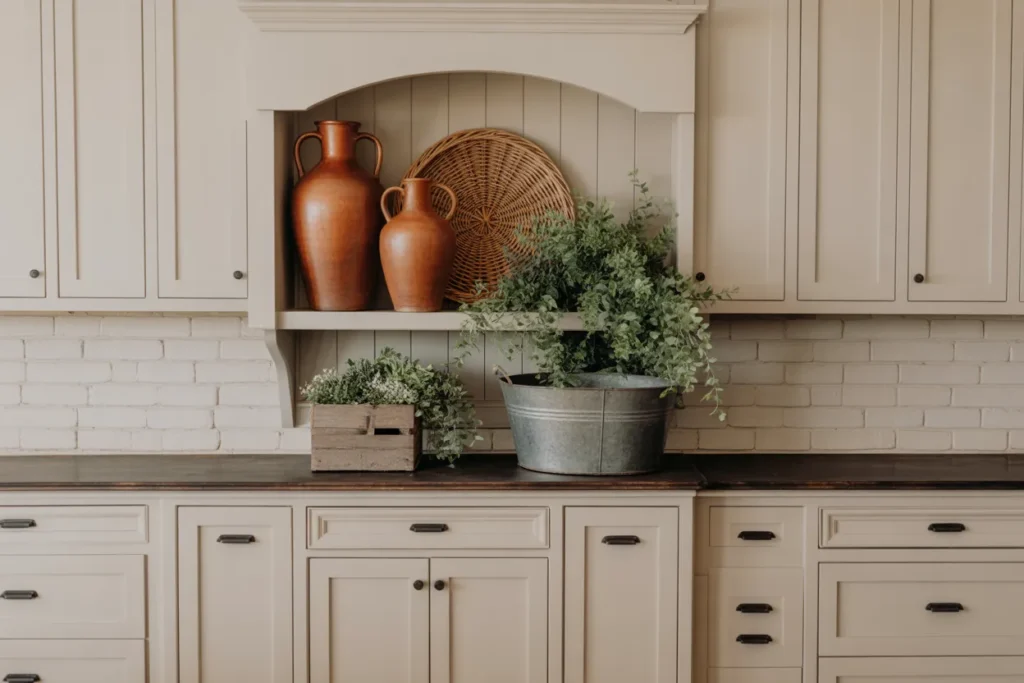 Farmhouse Kitchen Decor Above Cabinets