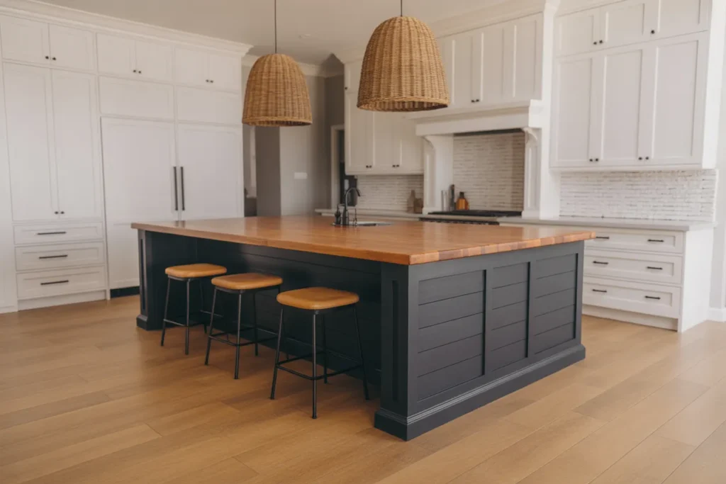 A Kitchen Island With Contrasting Color