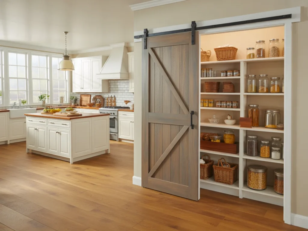 Pantry with Sliding Barn Door