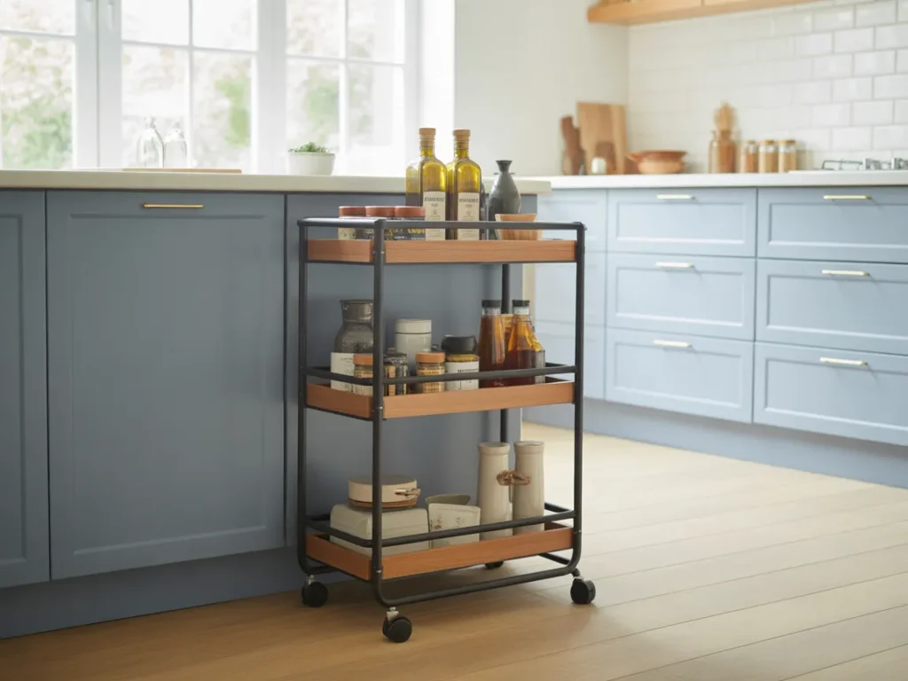 Rolling Kitchen Storage Carts Work Like Mobile Cabinets