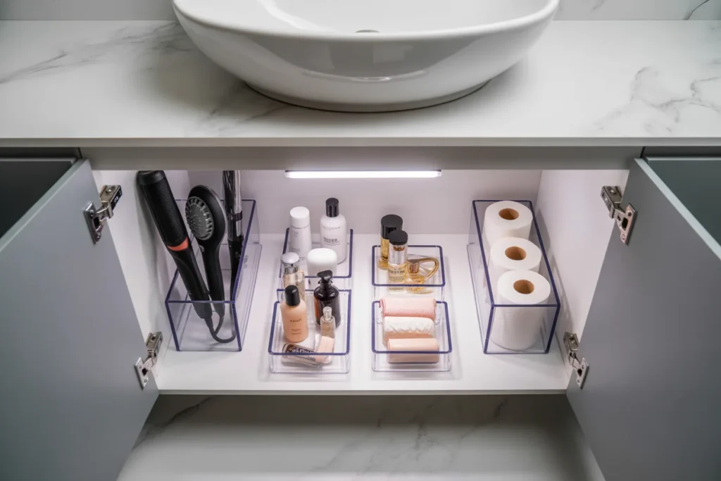 Organize a Bathroom Under Sink With Acrylic Organizers