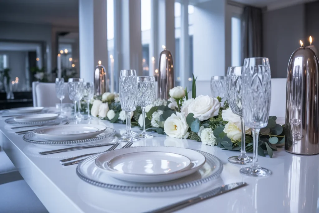 Elegant White and Silver Table