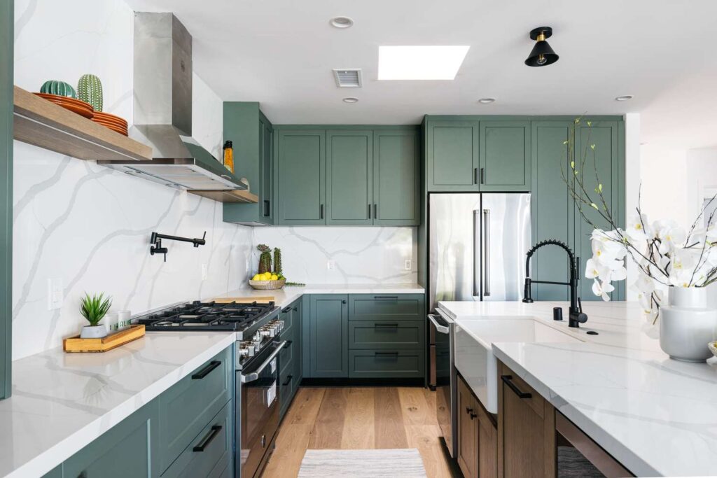 moody kitchen design green