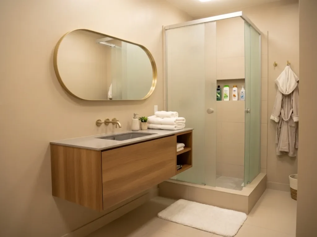 Floating Vanity Tiny Bathroom Layout