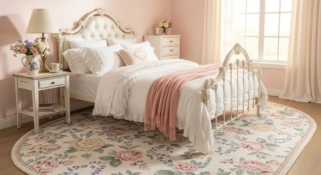 coquette floral rug bedroom