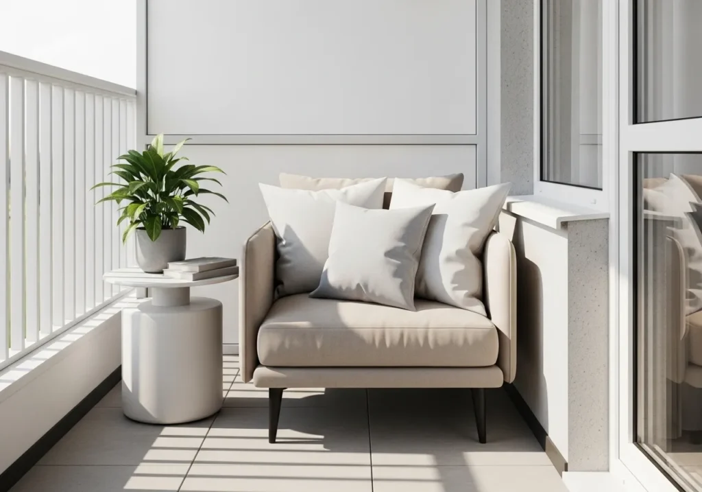 Small Balcony Reading Nook with Compact Chair