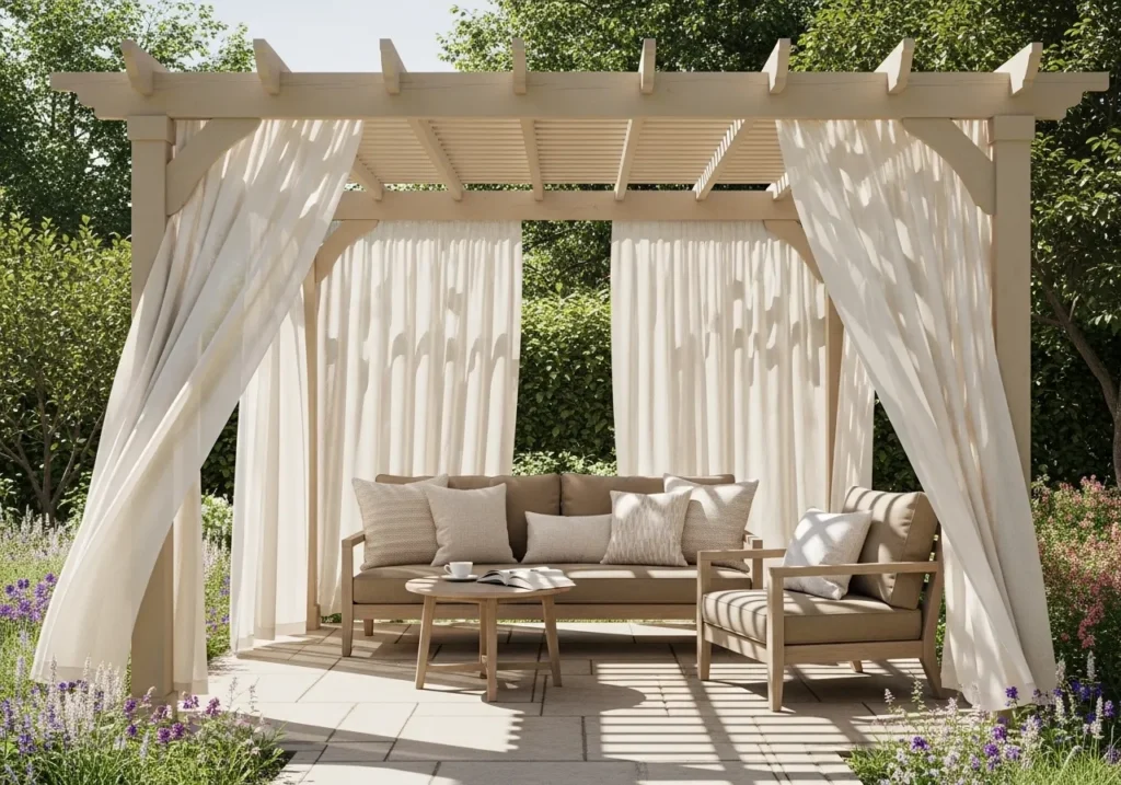  Pergola Reading Area with Soft Curtains