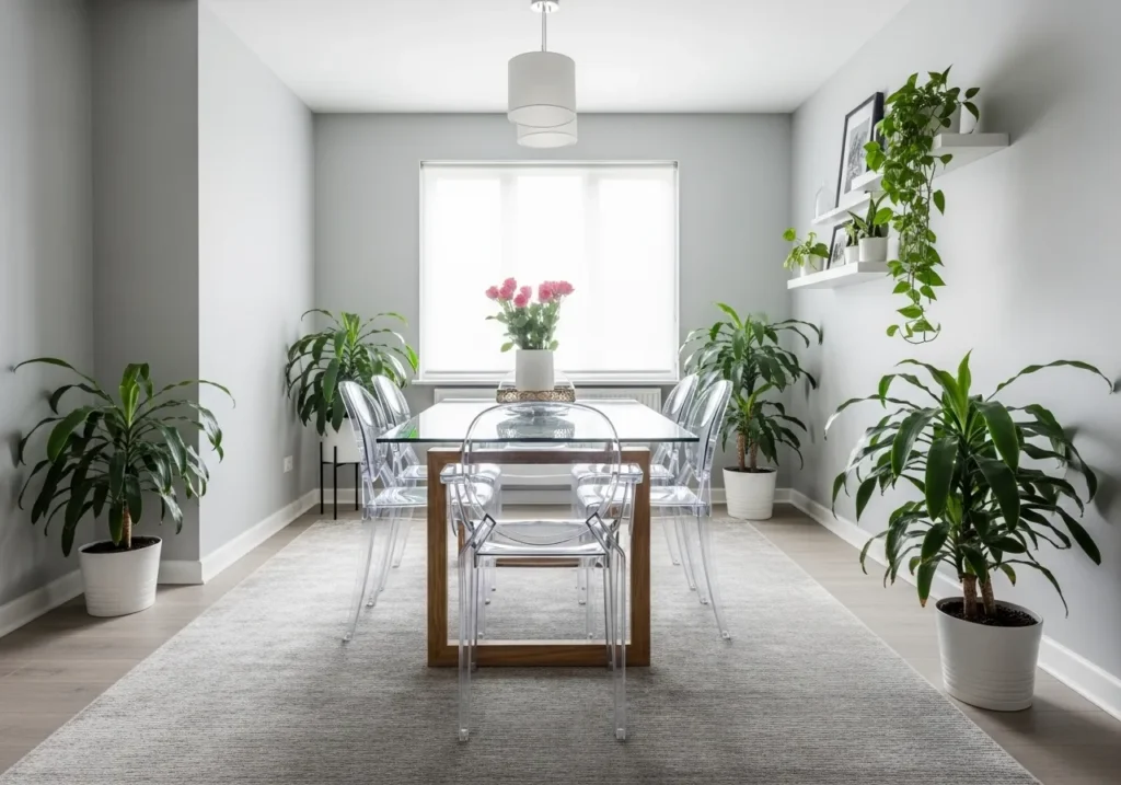 Glass-Top Table with Minimalist Chairs