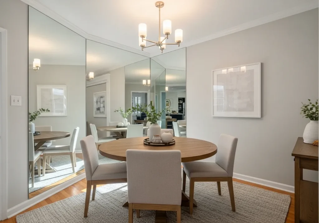 Round Table with Corner Mirrors