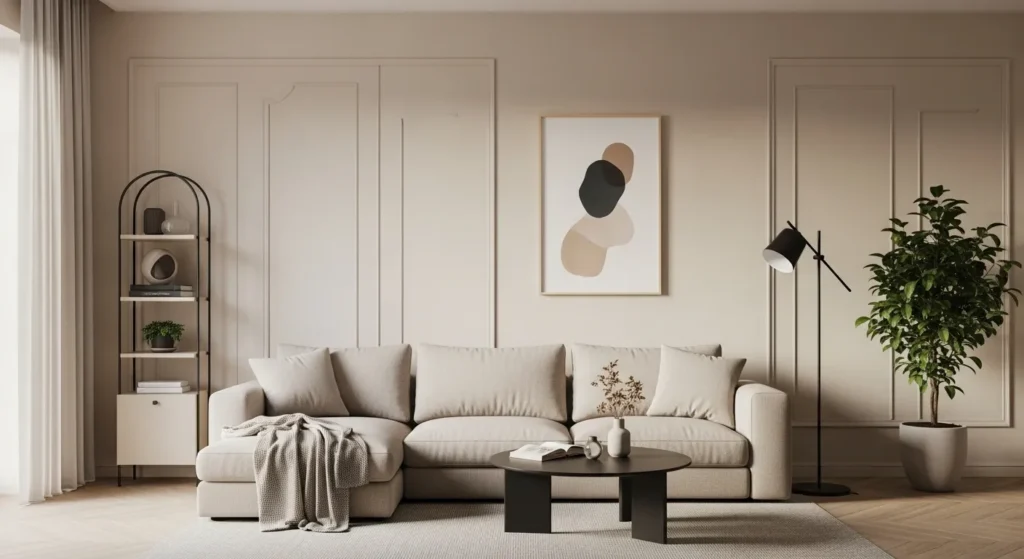 organic modern beige living room