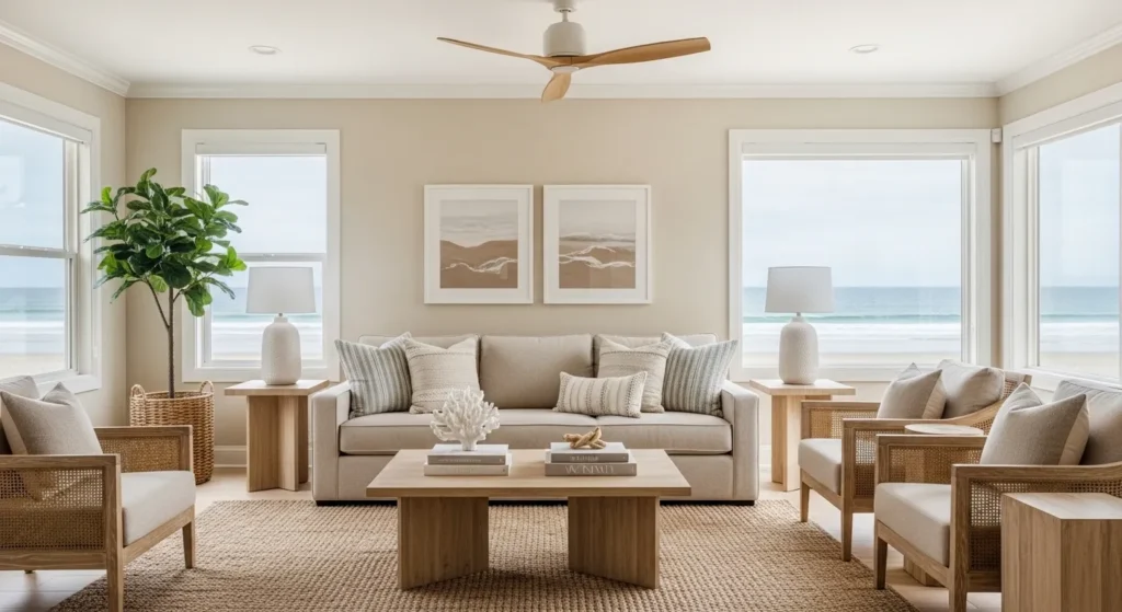 beige coastal contemporary living room