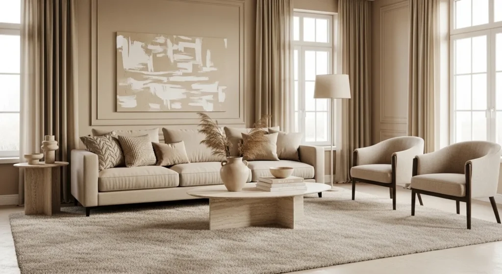  monochromatic beige luxury living room