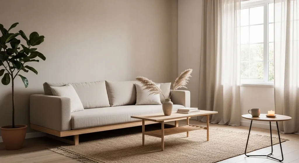 japandi beige living room