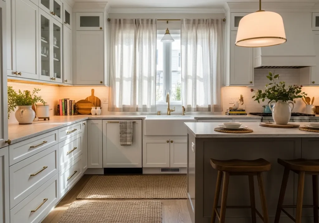 Cozy White Kitchen with Soft Textures