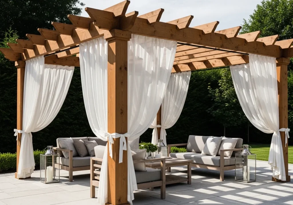 Flowing Sheer Curtain Pergola