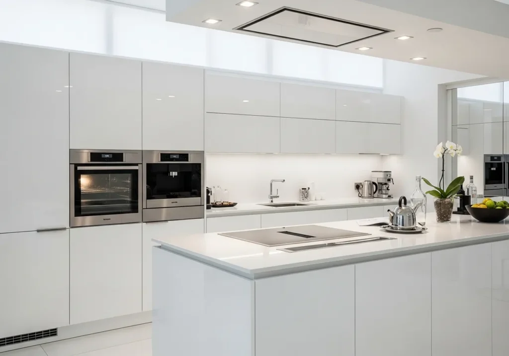 Modern White Kitchen with High Gloss Finish