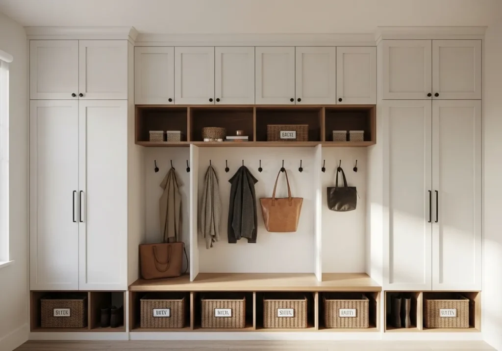 Built-In Mudroom Storage Wall