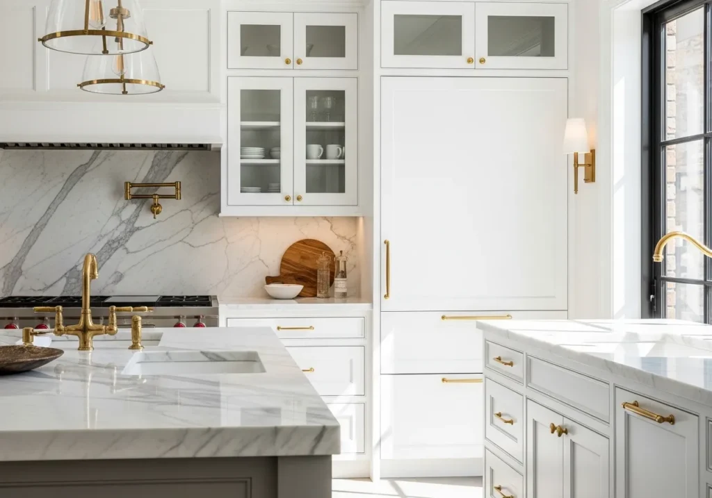 White Kitchen with Gold Hardware