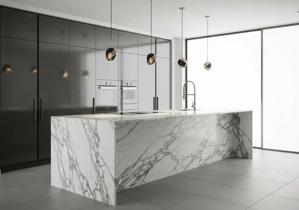 Statement Marble Waterfall Island