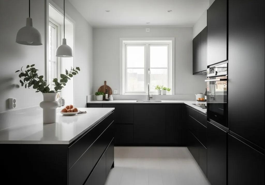 Matte Black Minimalist Cabinets