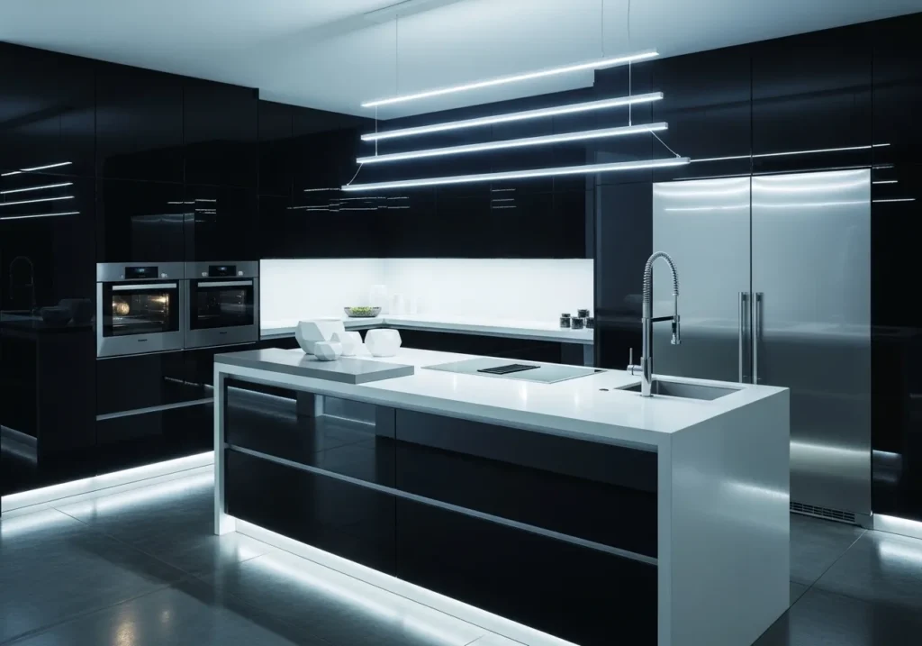  High-Gloss Black Cabinets
