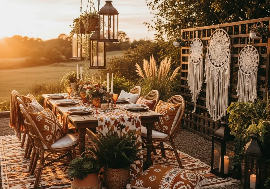 Boho Chic Outdoor Dining Corner