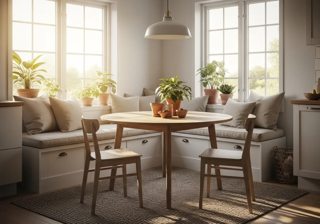 Built-In Window Bench Nook with Soft Cushions
