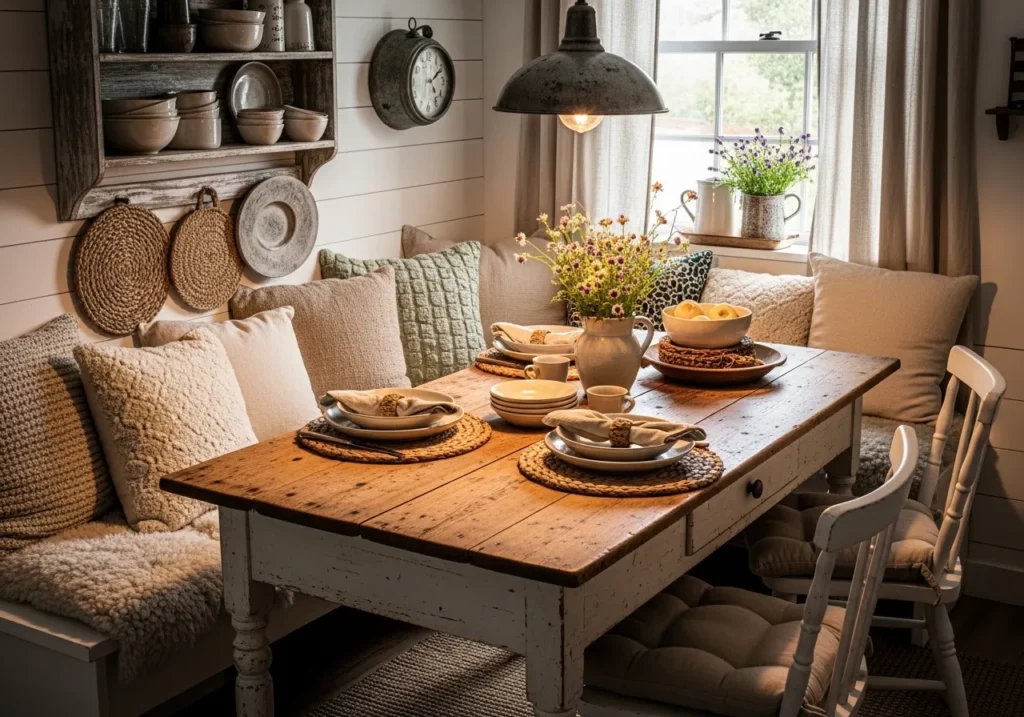 Rustic Farmhouse Corner with Wooden Table