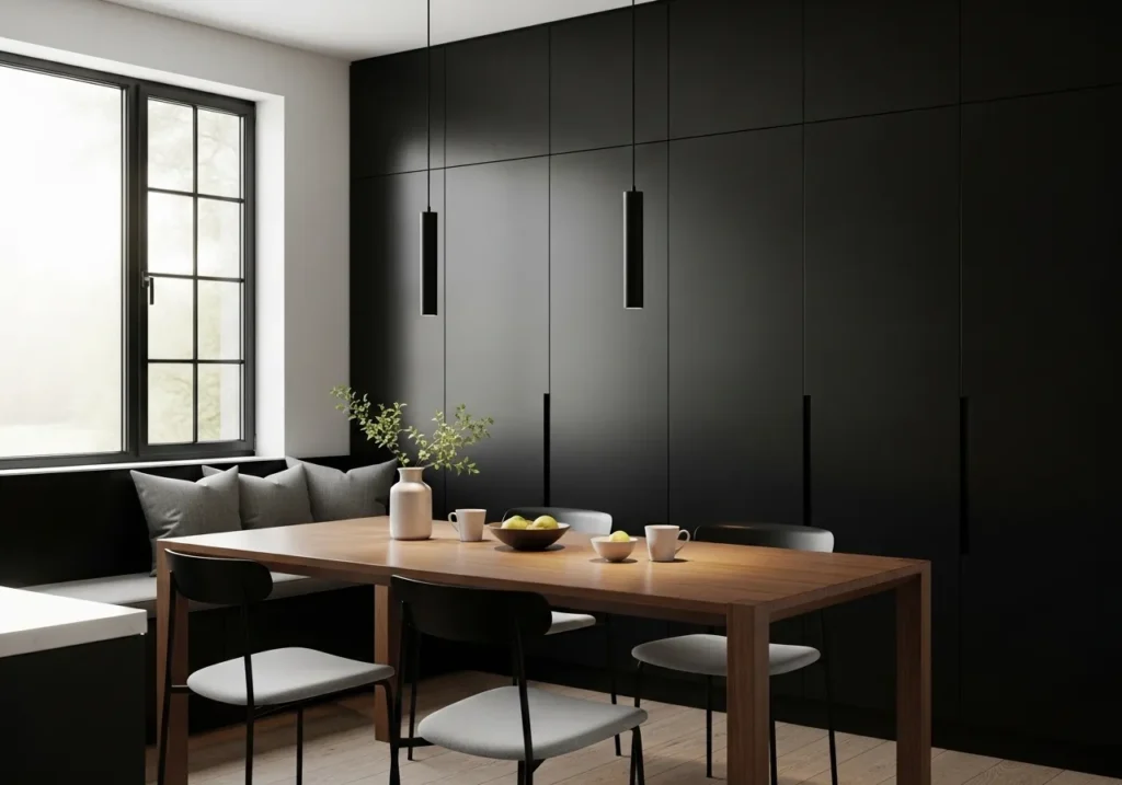 Modern Black and Wood Contrast Nook