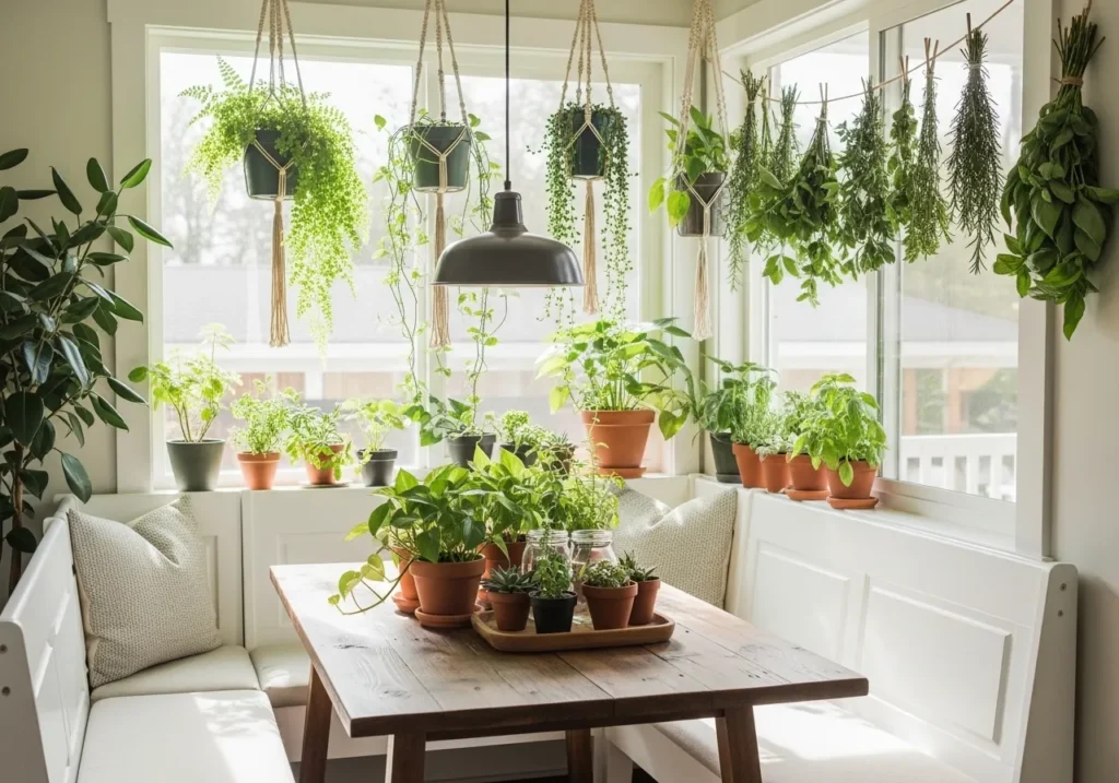 Green Plant-Filled Breakfast Corner