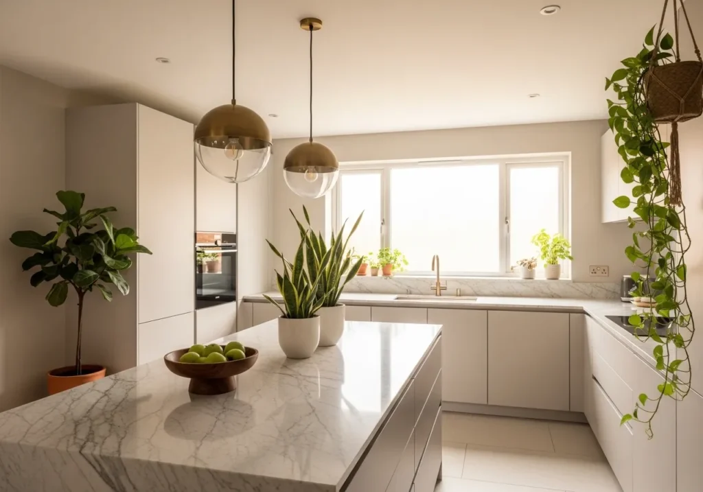 Globe Pendant with Brass Accents