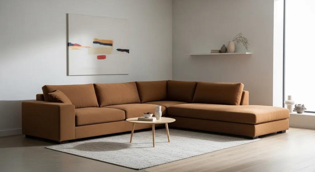  brown sectional minimalist living room