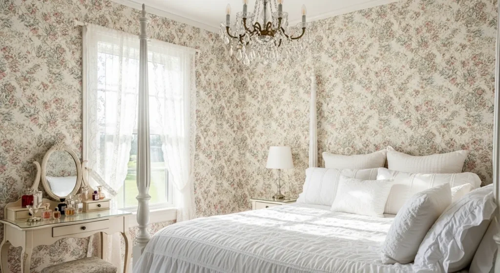  coquette floral wallpaper bedroom