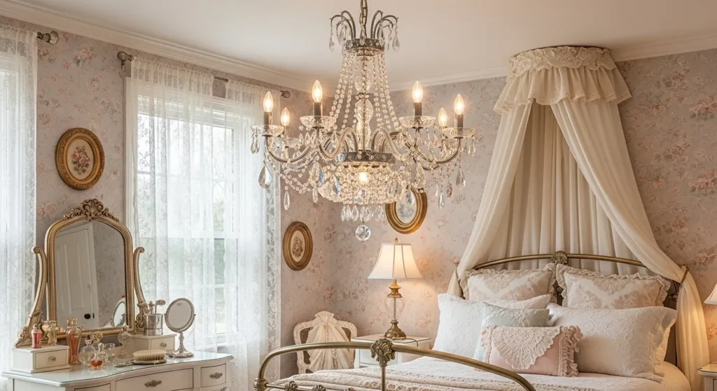 coquette bedroom crystal chandelier