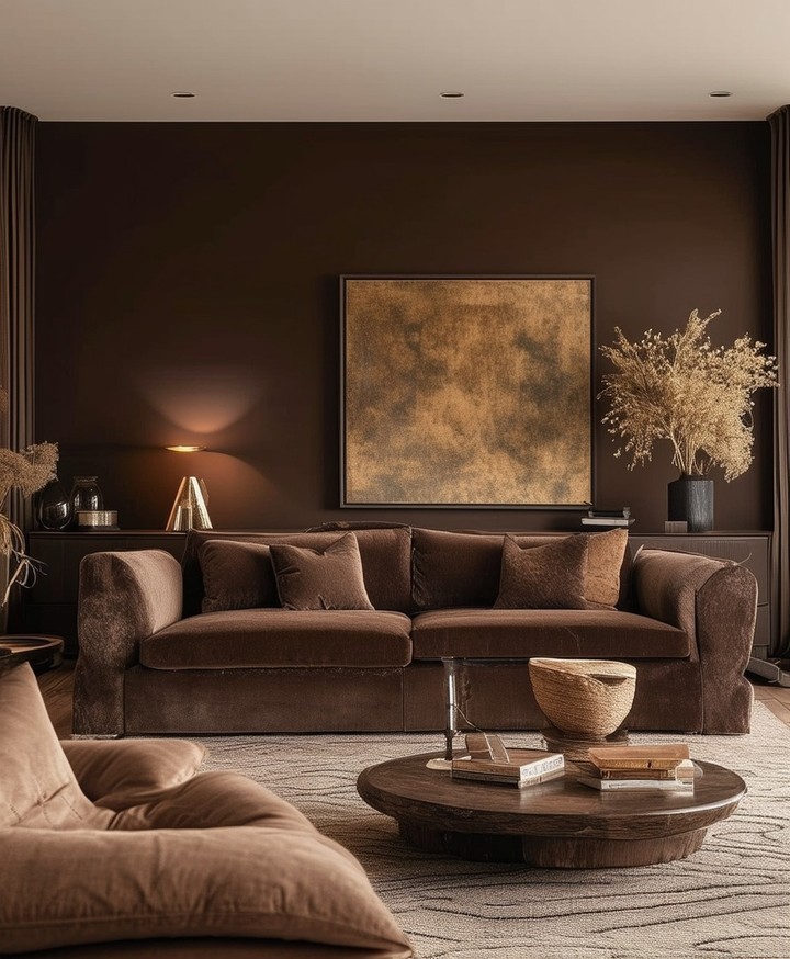 dark brown rustic living room