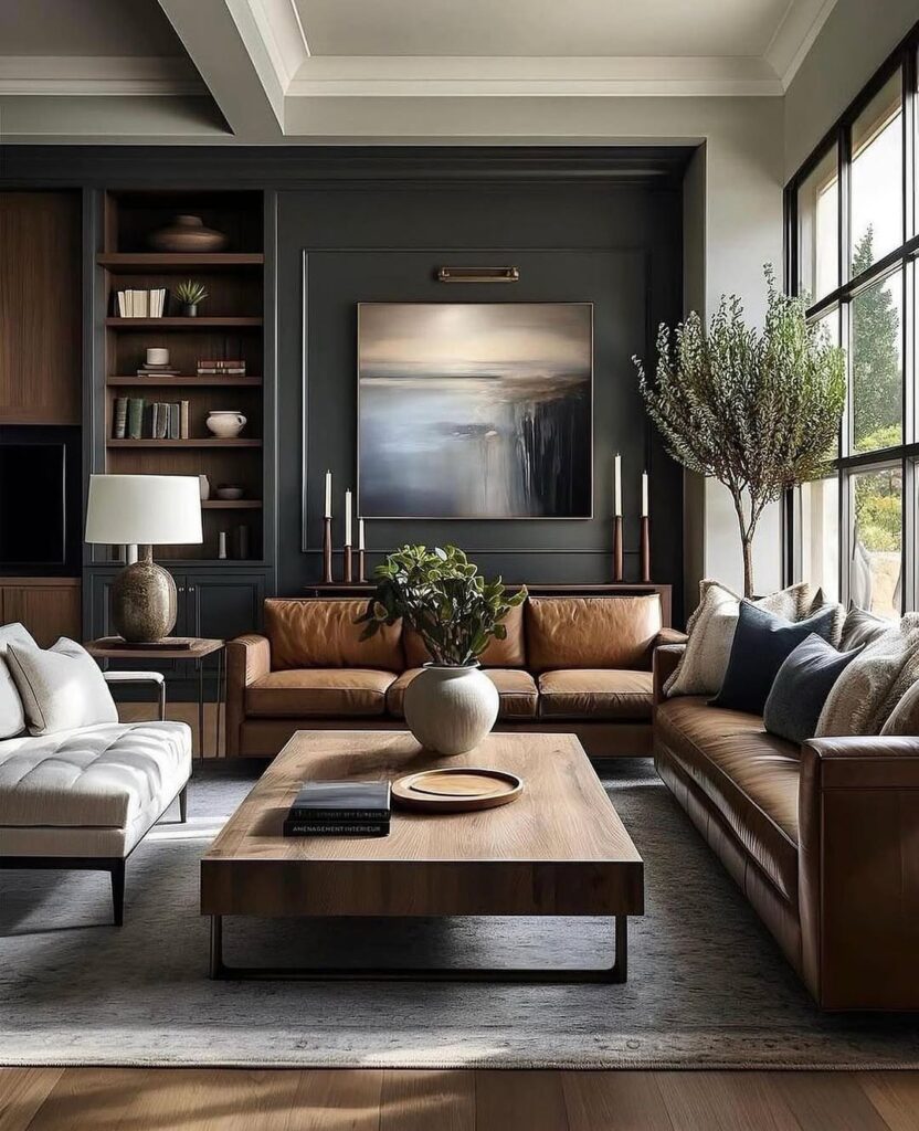 dark academia living room moody