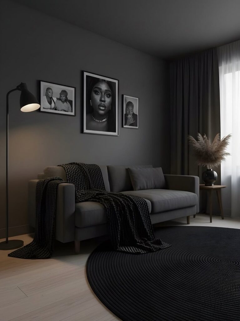  burgundy black luxurious living room