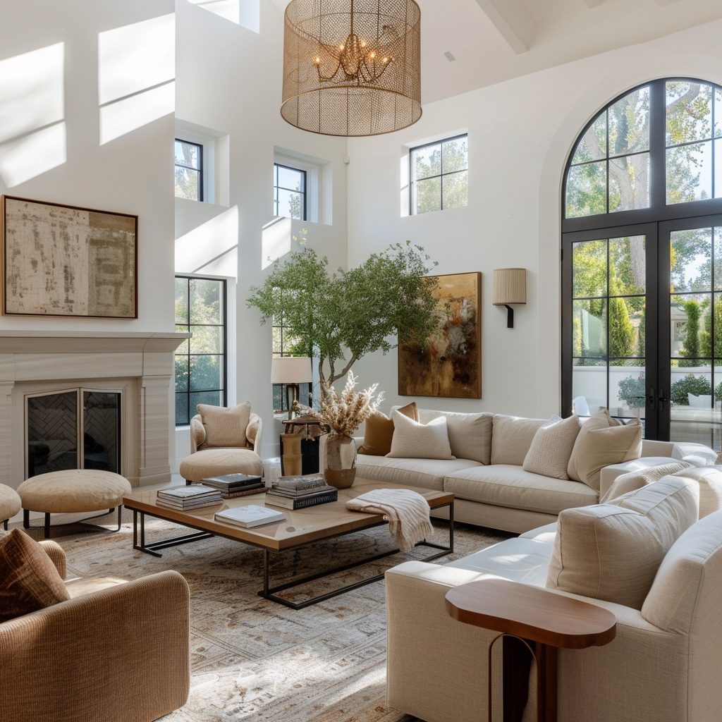 modern organic moody dark living room