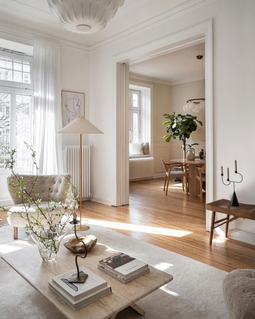 scandinavian beige living room minimalist