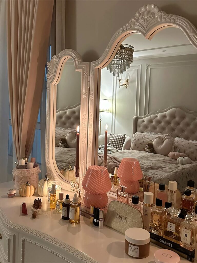 statement mirror powder room