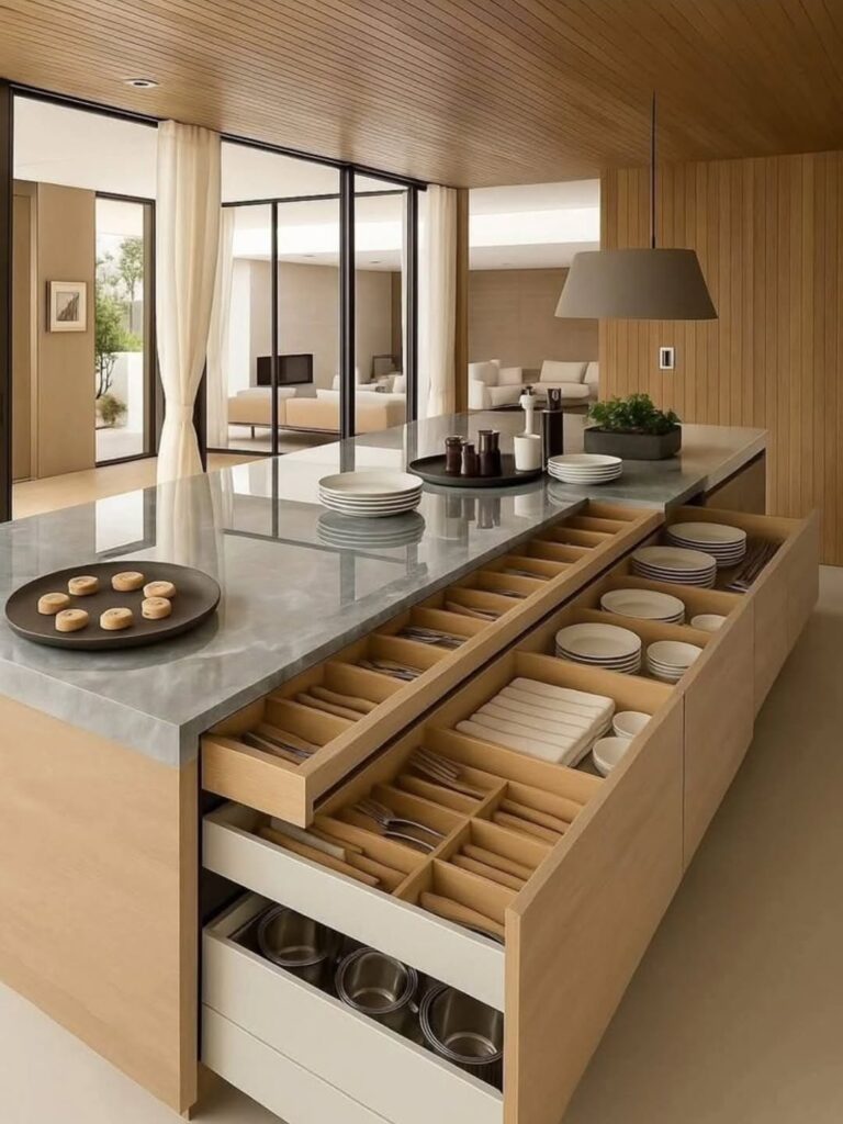 open shelving narrow galley kitchen