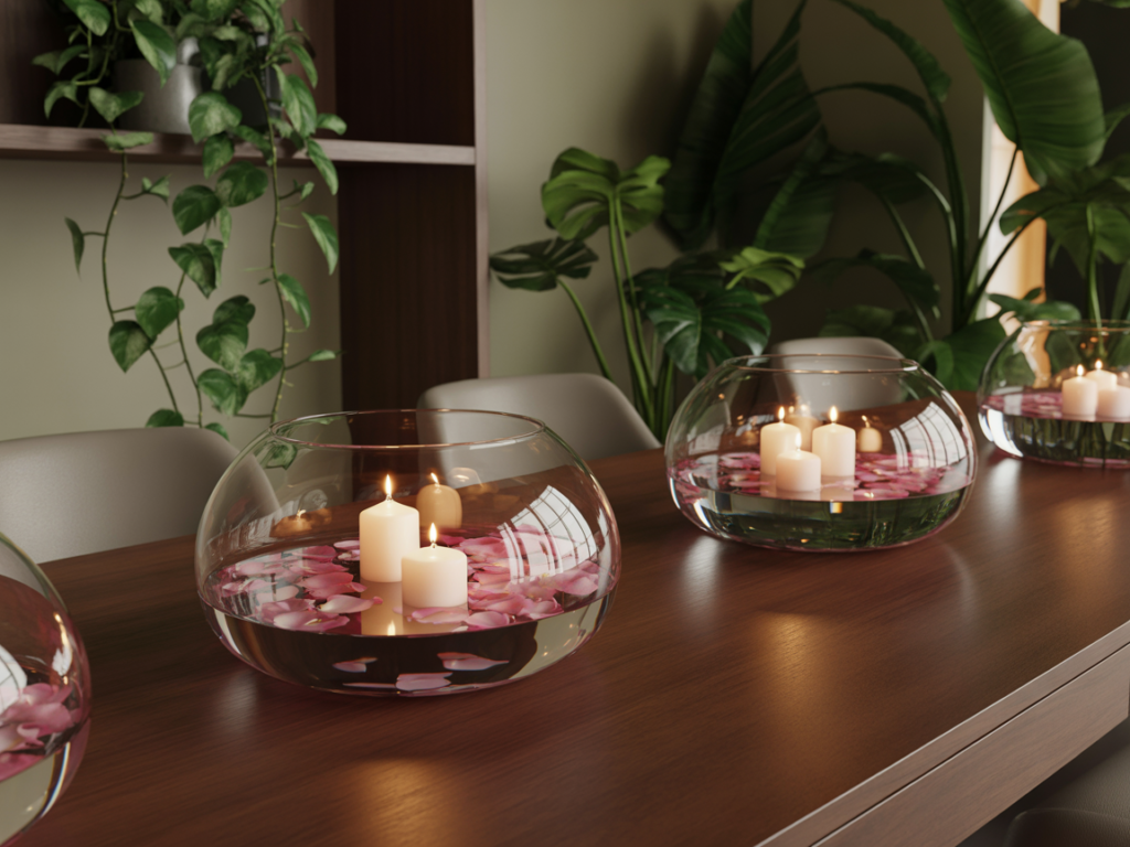Floating Candles in Glass Bowls