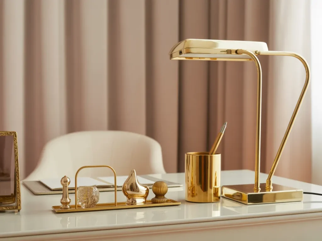 Gold Accent Desk Styling