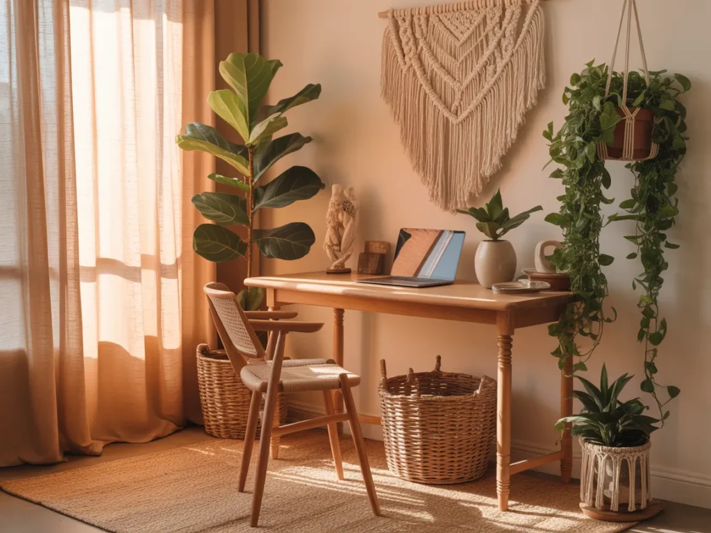 Boho Style Work From Home Setup