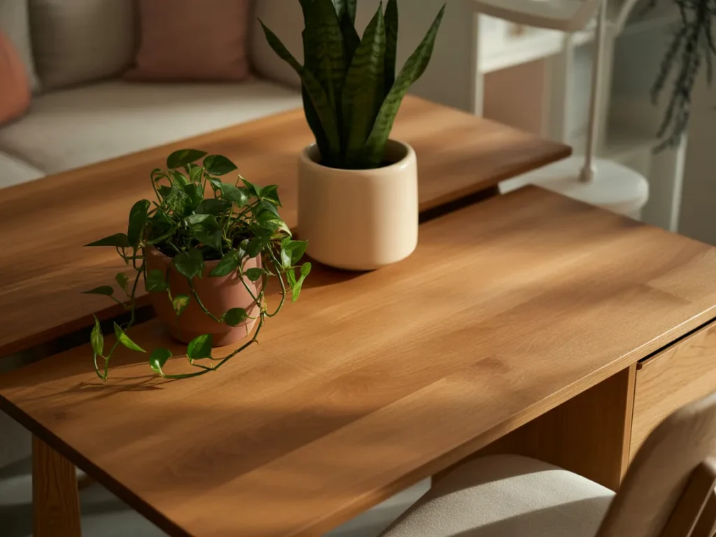 Warm Wood Tone Workspace