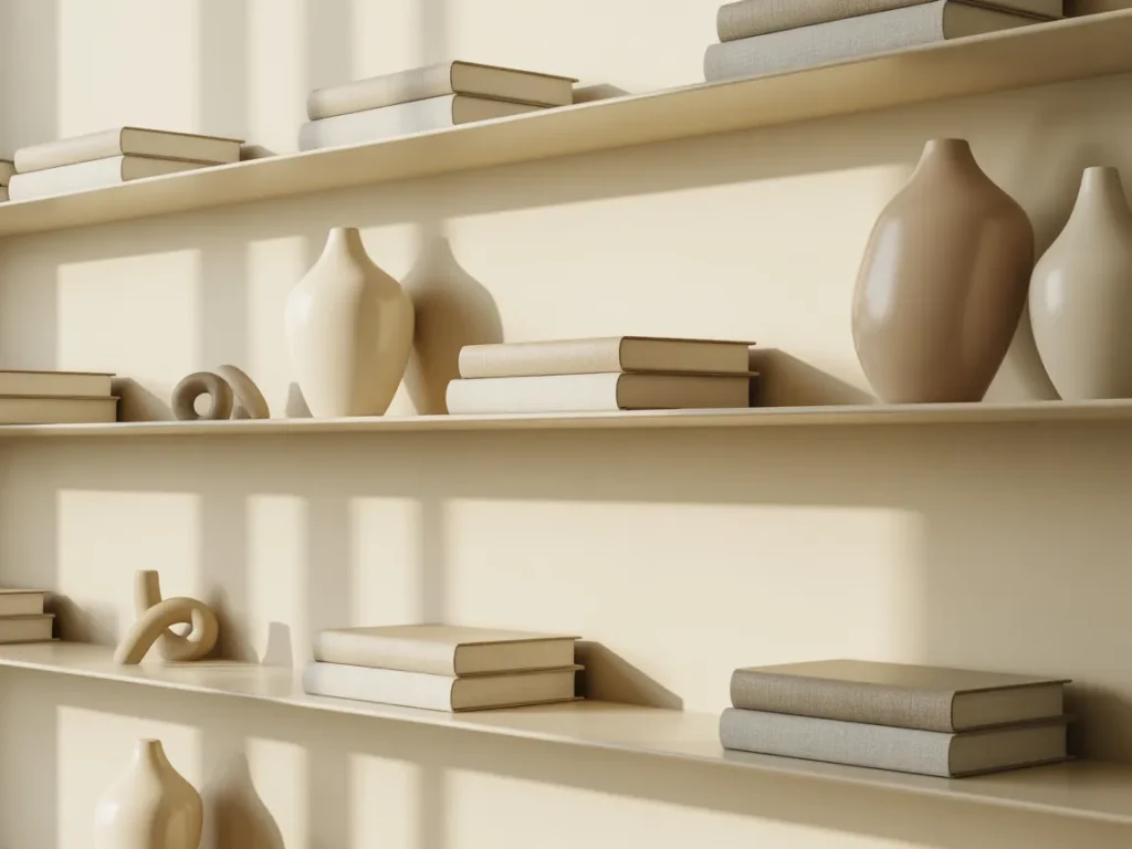 Minimal Neutral Floating Shelves 