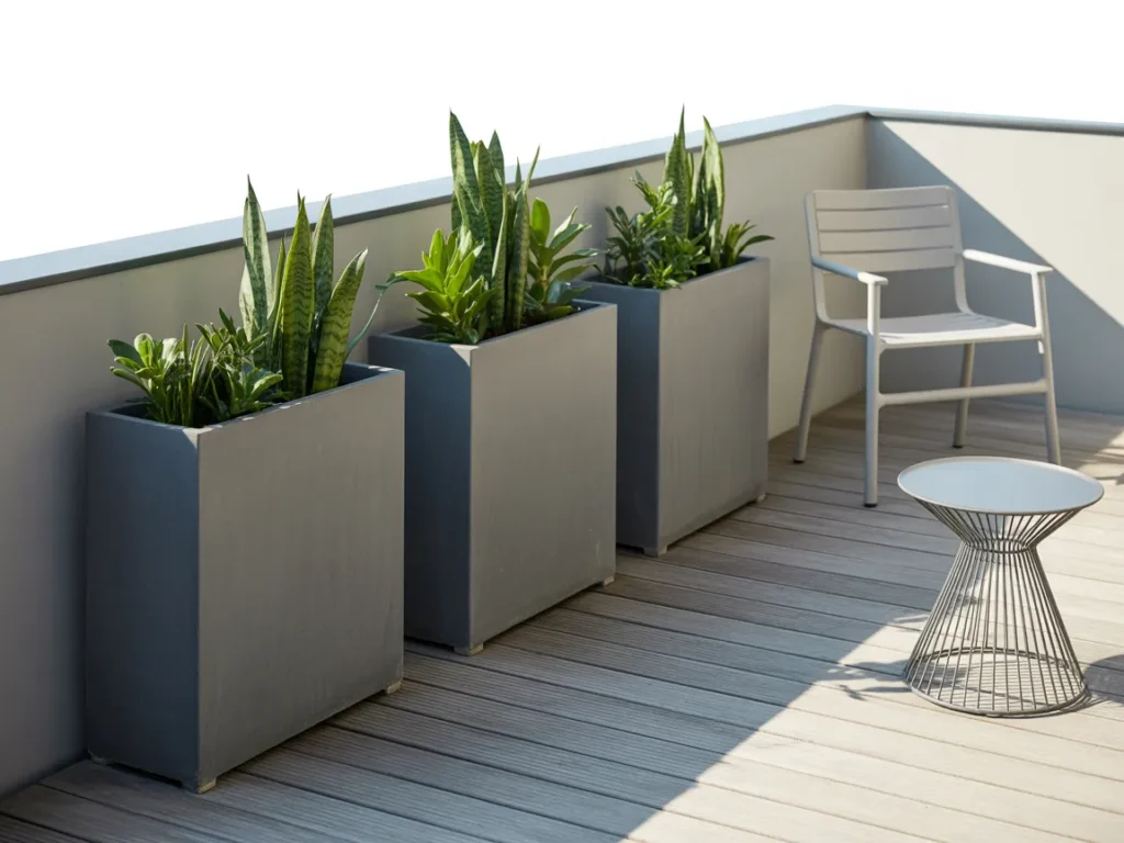 Slim Planters for Clean Layout