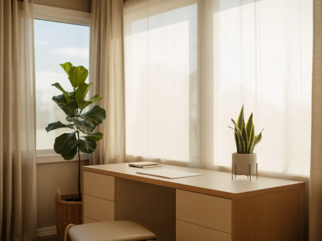 Window Corner Office Setup